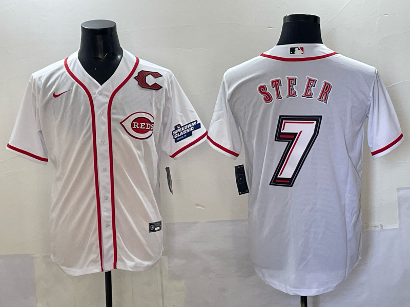 Men Cincinnati Reds #7 Steer white 2025 Nike MLB Jersey 009->cincinnati reds->MLB Jersey
